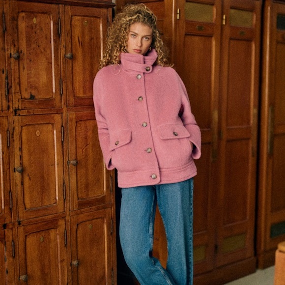 Sezane Leo coat in pink, size 2 - Picture 3 of 13